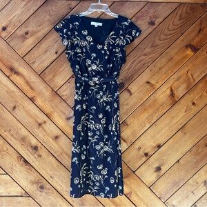 LOFT NAVY BLUE FLORAL DRESS   SIZE MEDIUM PETITE